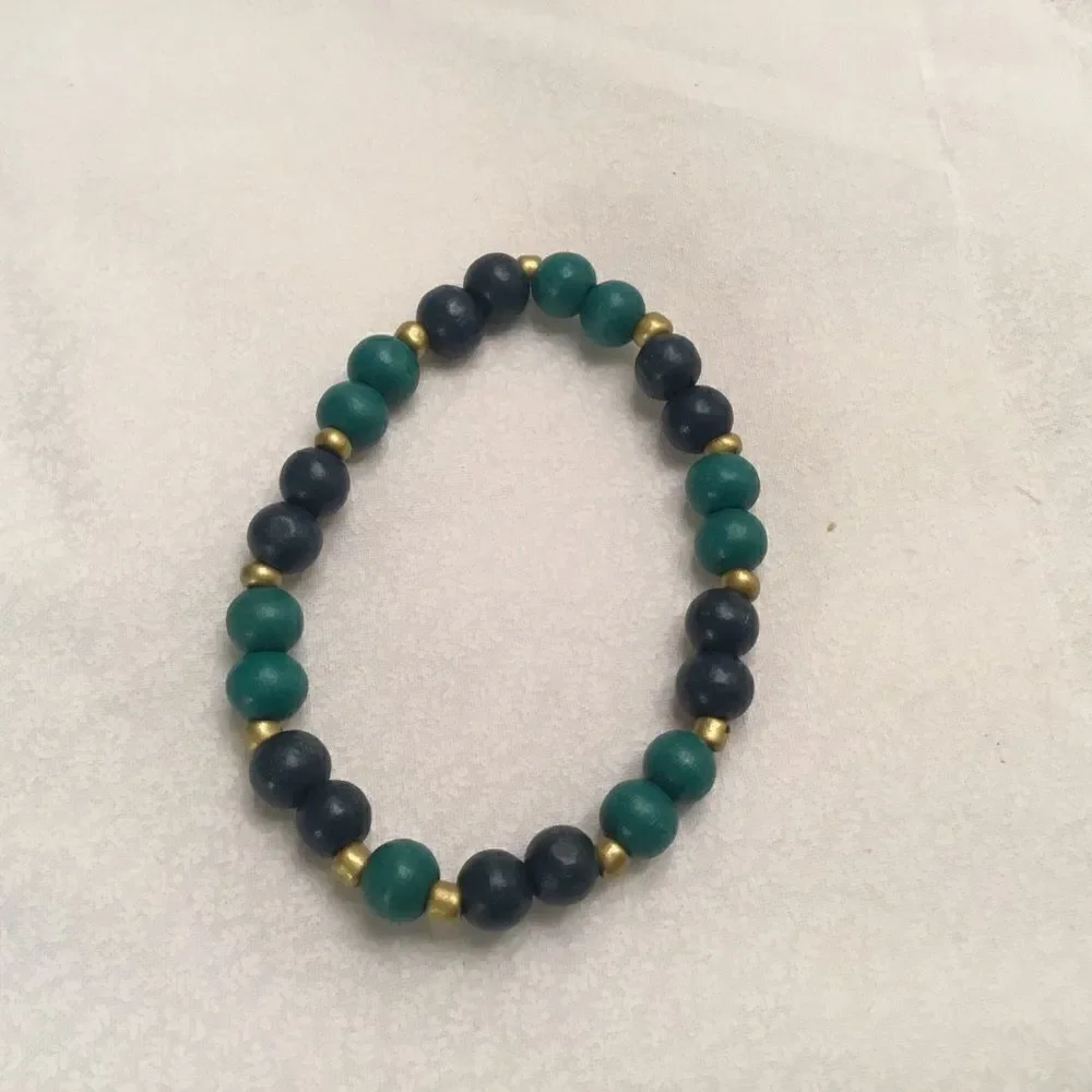 Two Shades of Blue Wooden Bracelet